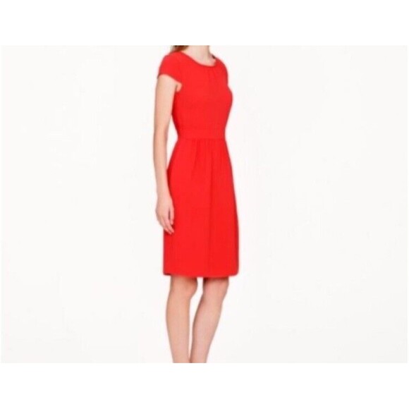 J. Crew Red Poppy Crepe Short Sleeve Dress Size 10 Medium Women’s - Picture 2 of 10